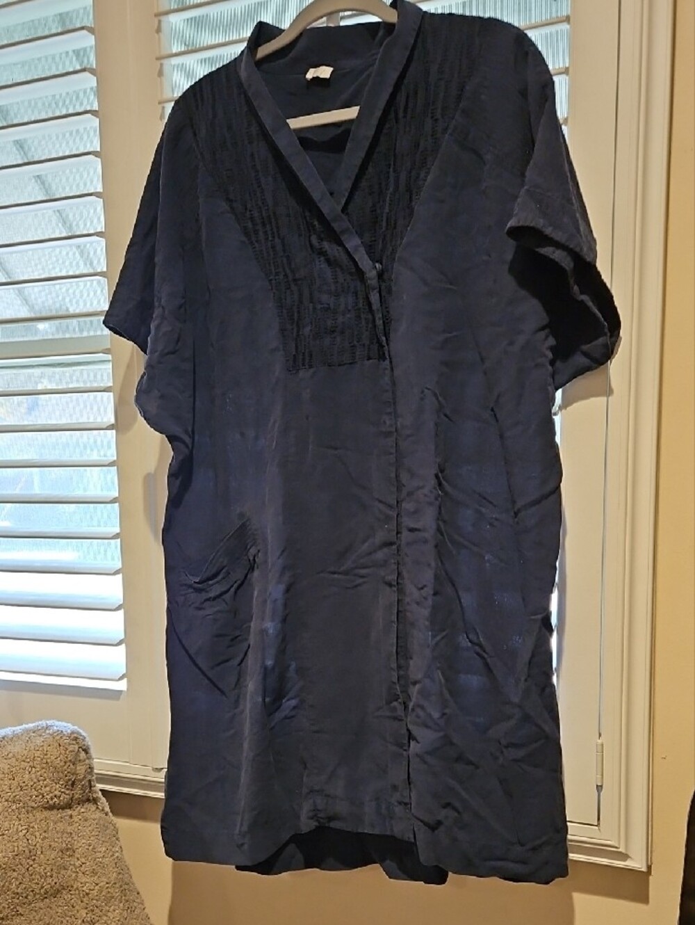 Poetry Navy Blue Tunic Dress with Pintuck Yoke0042